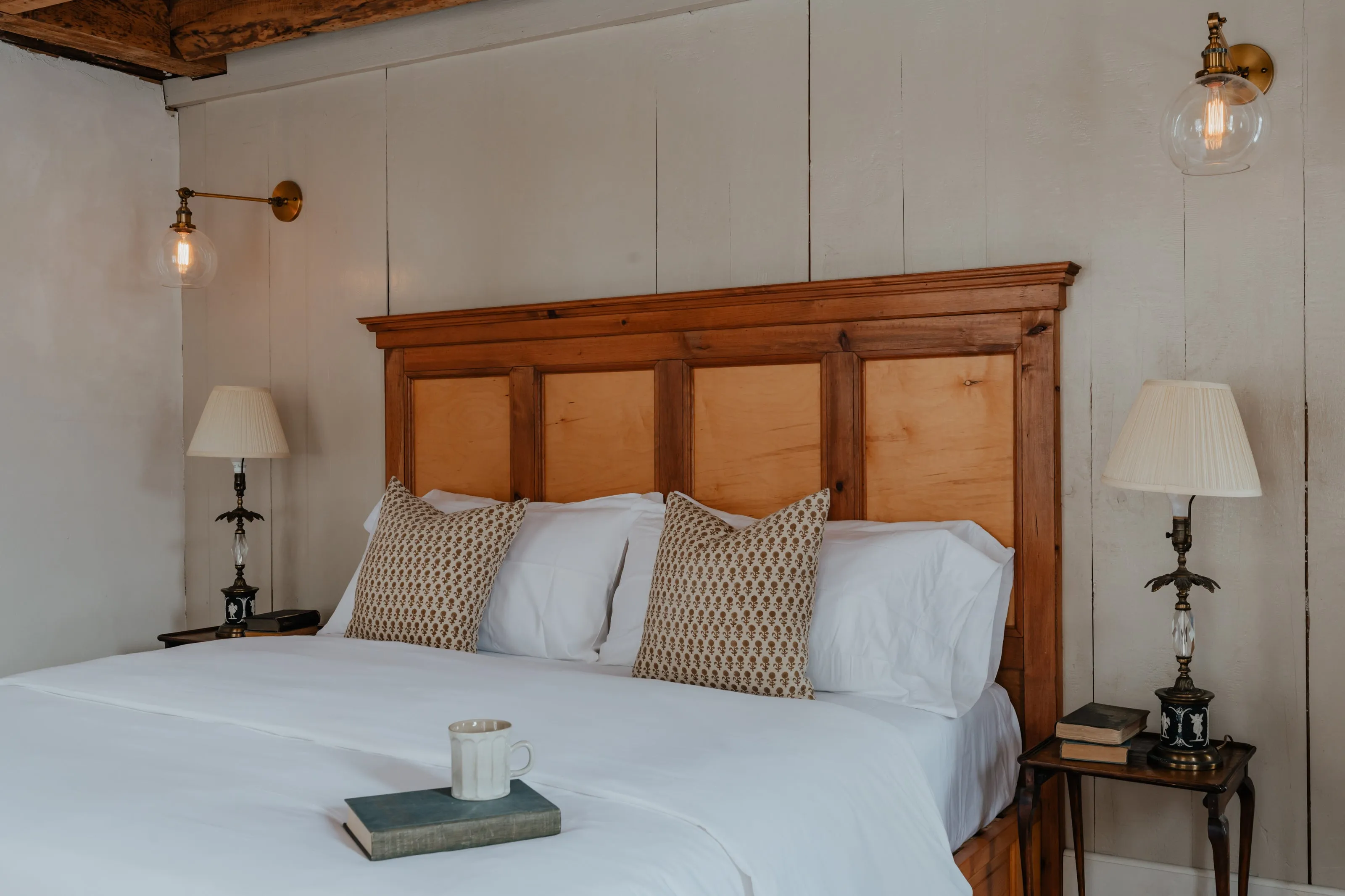 A guest room at Book Village Inn