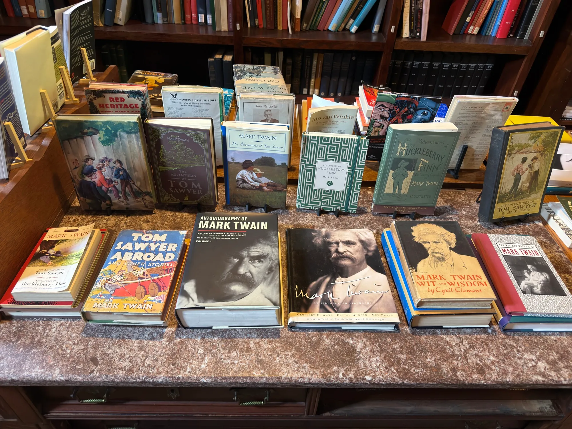 A Mark Twain display at the Hidden Bookshop
