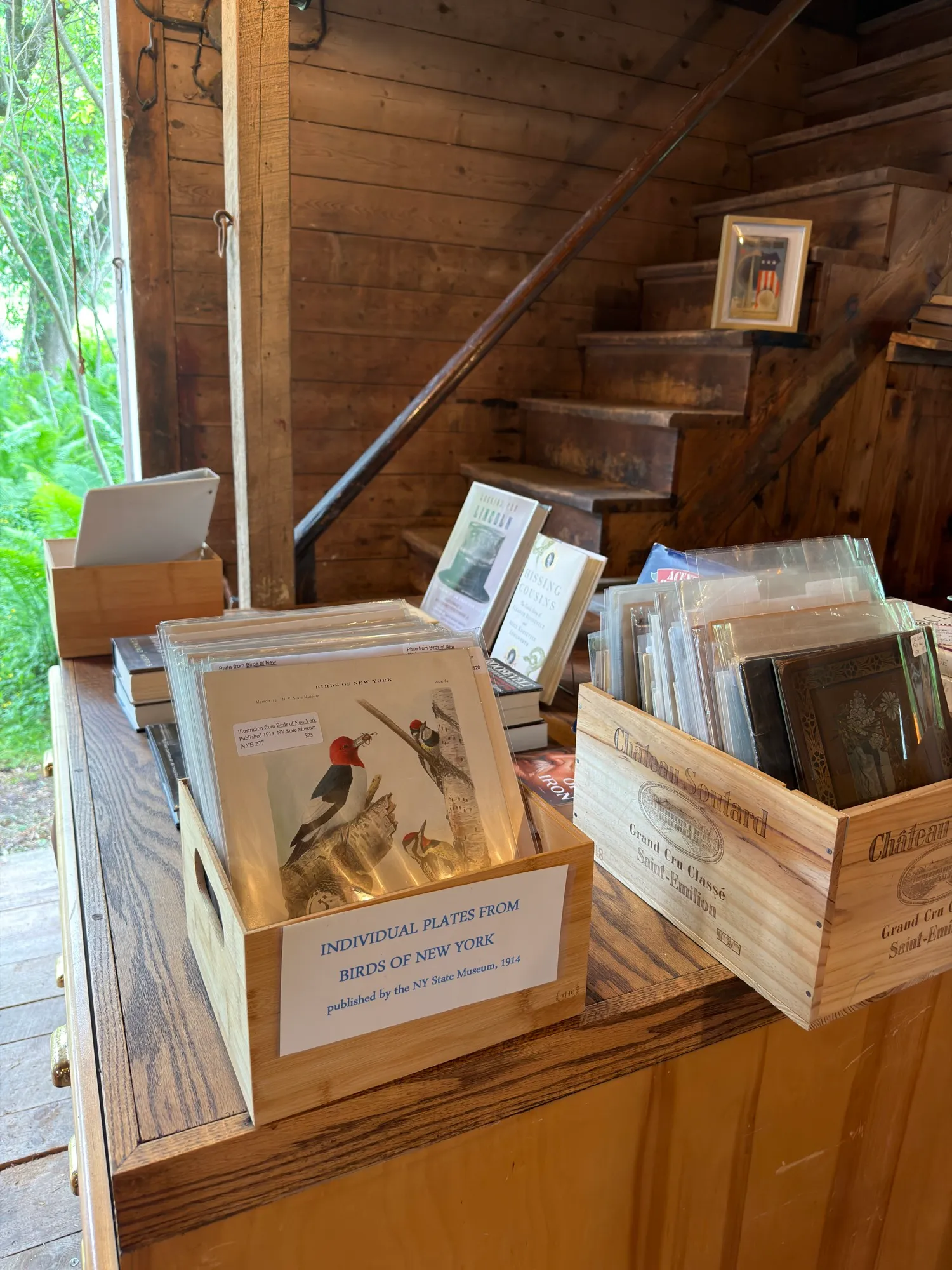 The staircase and book displays