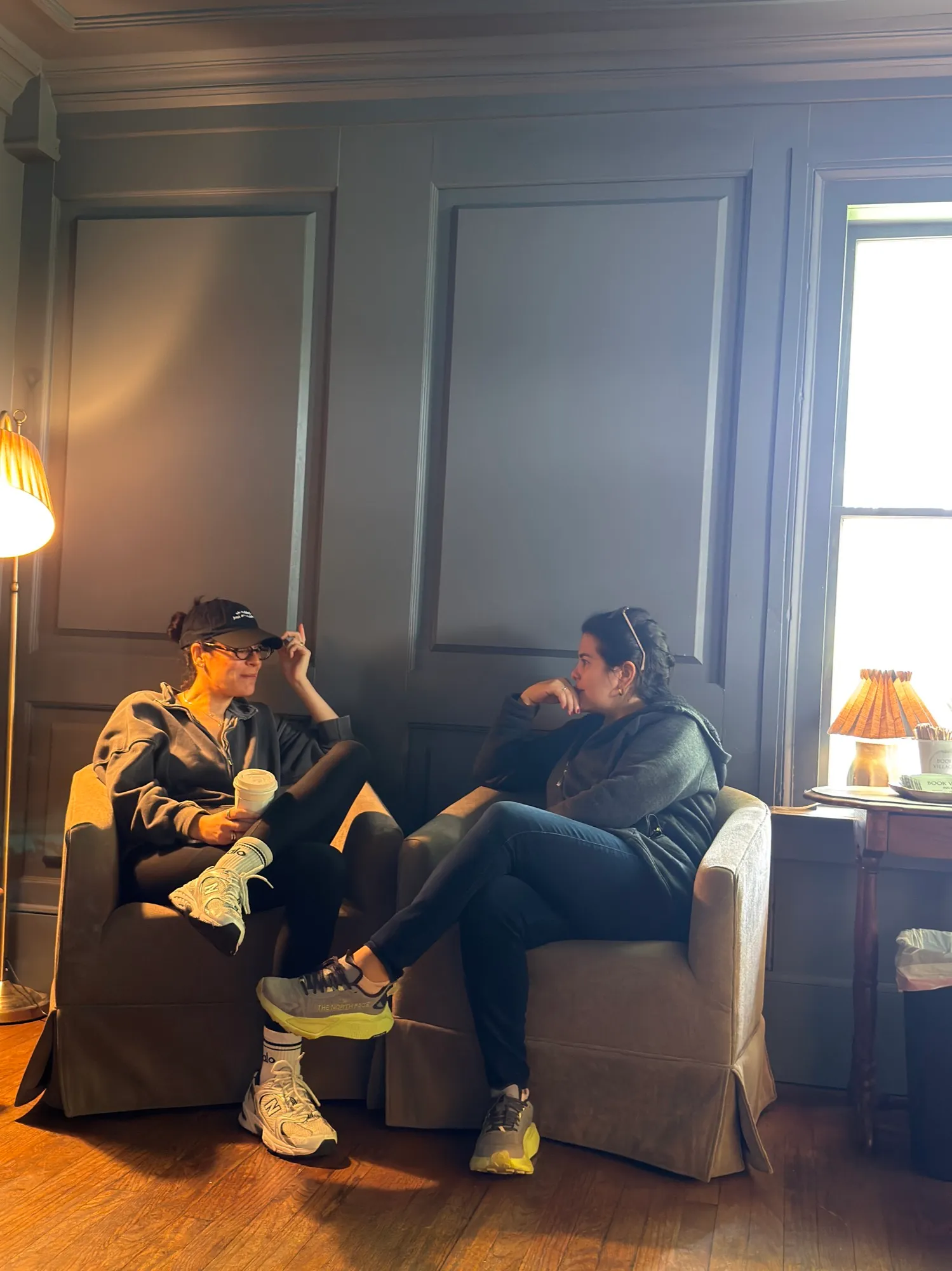 Relaxing with coffee in the lounge